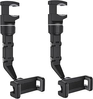 اتش اي واي اي تي كي اس حامل موبايل للسيارة متعدد الوظائف، حامل موبايل لمراة الصالون الخلفية، حامل مكتب عالمي 360 درجة يثبت على مراة الرؤية الخلفية للسيارة، حامل موبايل ونظام تحديد المواقع العالمي قابل