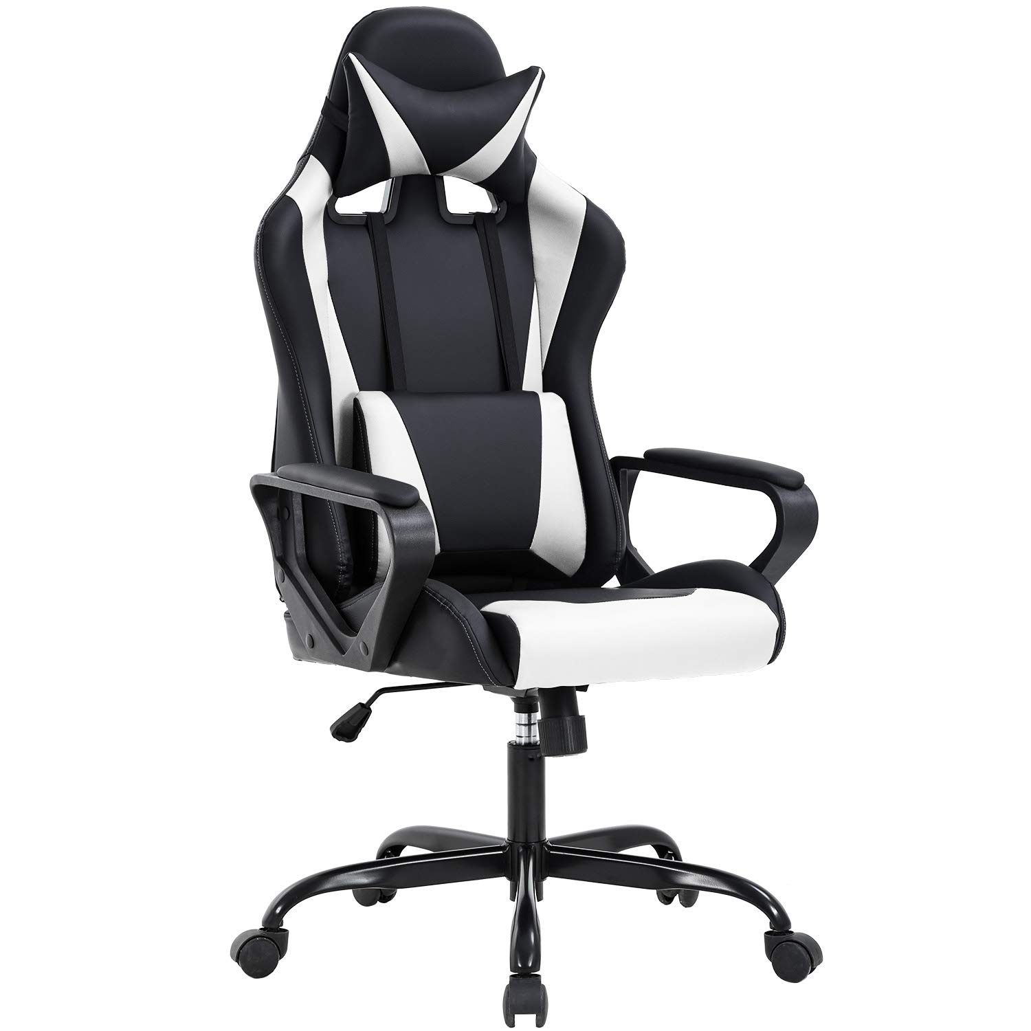 bestoffice high-back gaming chair pc office chair computer racing chair pu desk task chair ergonomic executive swivel rolling chair with lumbar support for back pain women menwhite