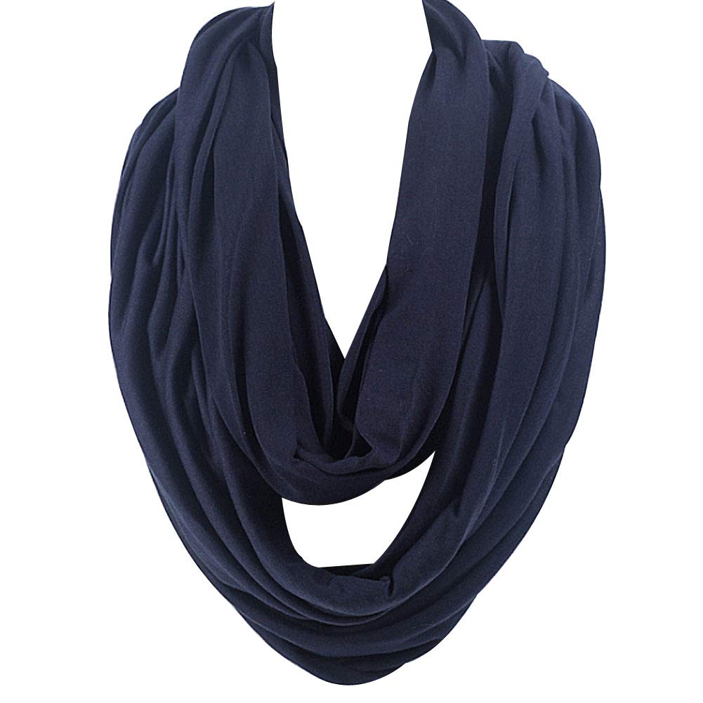 Lrohan Women's Navy Plain Infinity Circle Loop Snood Scarfs For Men Cotton Nursing Cover Scarf
