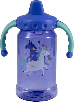 COOL GEAR 2-Pack 12 oz Gripper Sipper Cups For Kids & Toddlers - Dishwasher Safe, Spillproof, Leakproof Waterbottle With Handles For Babies - Rainbows/Unicorns