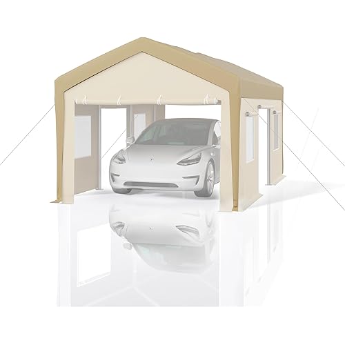 13'X20' Heavy Duty Carport Canopy Cover, Waterproof & UV Resistant Portable Carport Replacement Top Cover, 220G PE Fabric Outdoor Shelter for Vehicle, Boat, Truck, RV (Cover Only, Frame Not Included)