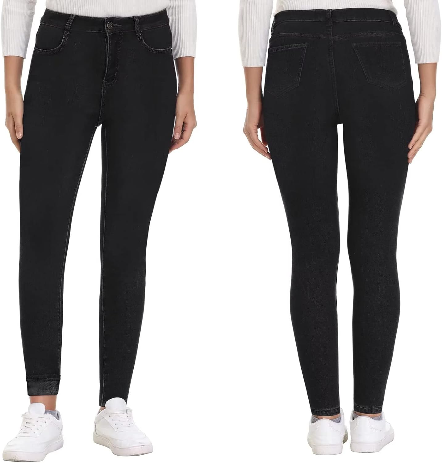 KDF Women's Brown Fleece Lined Winter Jeans - Image 2