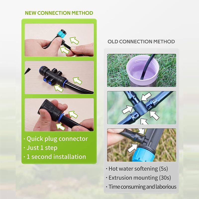 Miniatura 4 de Kit de sistema de riego por goteo automático de conexión rápida, kit de riego de jardín de 230 pies con boquillas ajustables y rociadores para