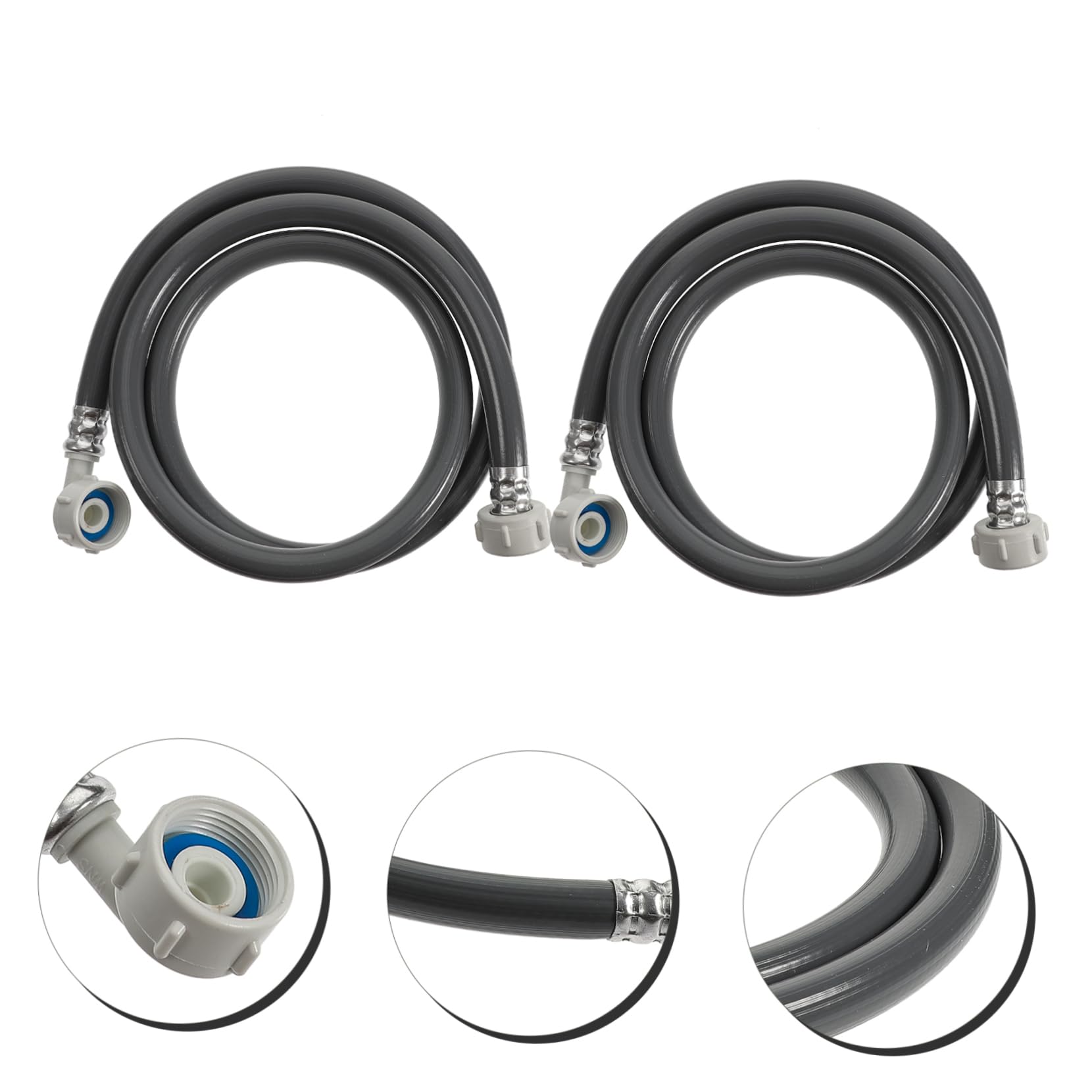 Angoily Carico Flessibilità e in 1,5m Tubo di Pezzi Lavatrice Pvc 2 Nero Elevata Protezione Anti-scoppio Accessorio per Uso Domestico