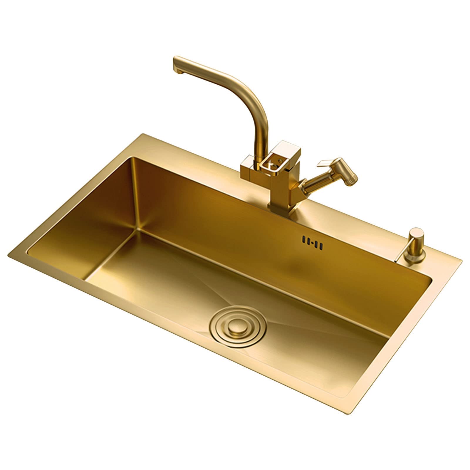 WIQUYBML Kitchen Bar Sink Stainless Steel Single 21CM Deep Home With Drain Assembly Counter Mount (Color : Gold, Size 60 * 45 21cm)