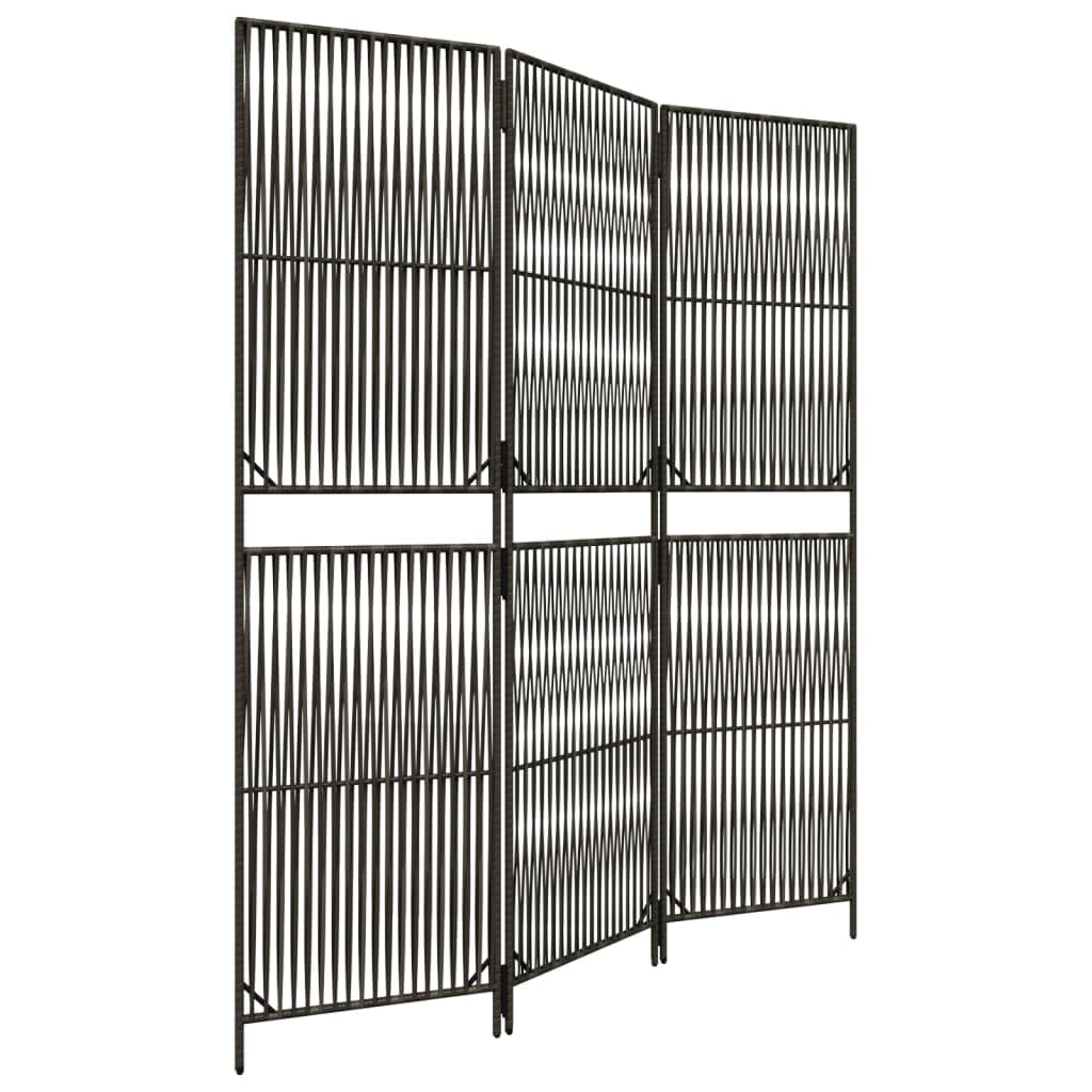 Biombo de 3 Paneles ratán sintético Gris Biombo Protector, para Interior y Exterior Separadores de Ambientes para Sala de Estar, Dormitorio y Oficina