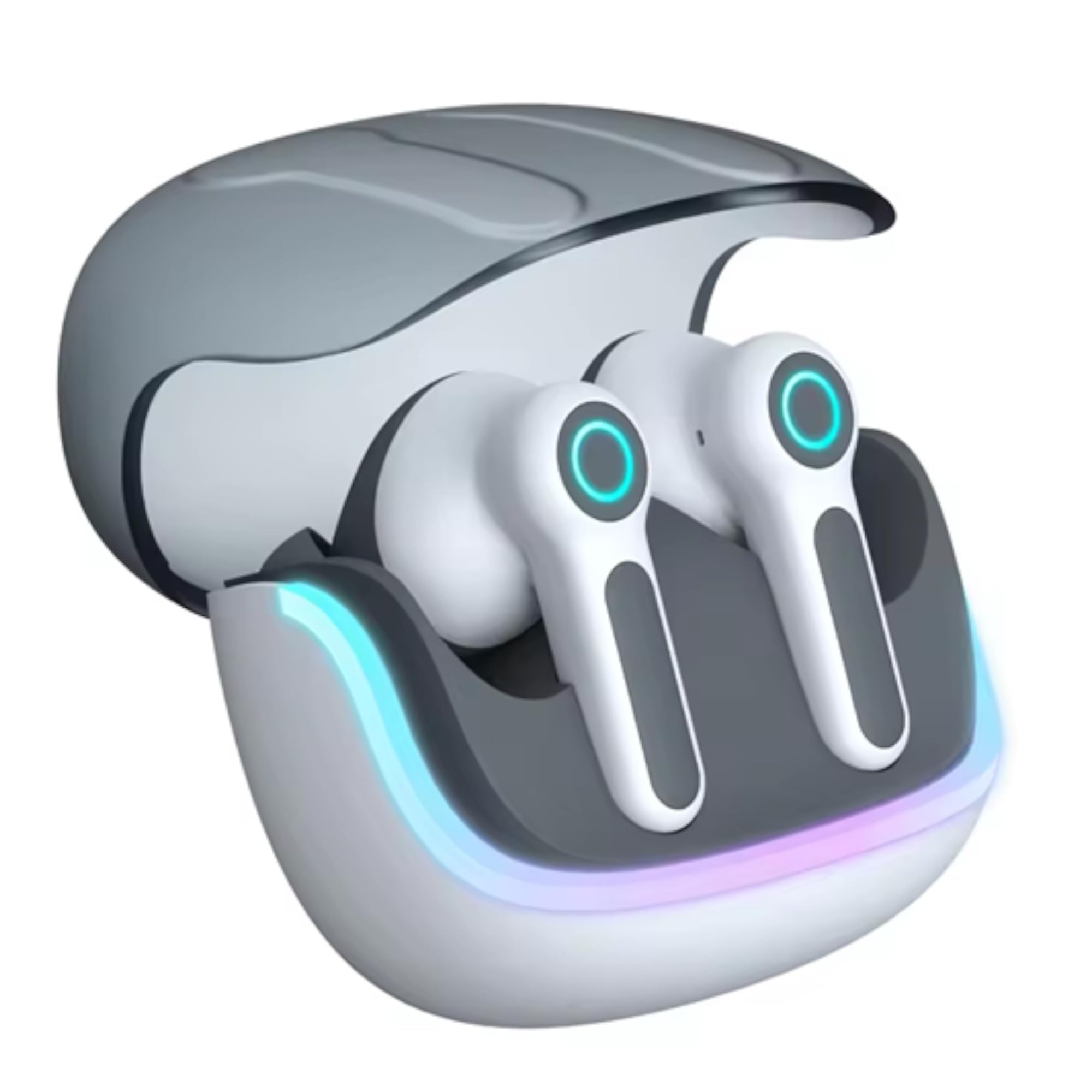 iFAST IF-401 True Wireless Stereo Gaming Earbuds, Quad Mic ENC for Clear Calls, Bluetooth 5.4, Low Latency Gaming, RGB LED, Type-C Fast Charge, 7H/60H Playtime, IPX5 | White Grey-picture-10