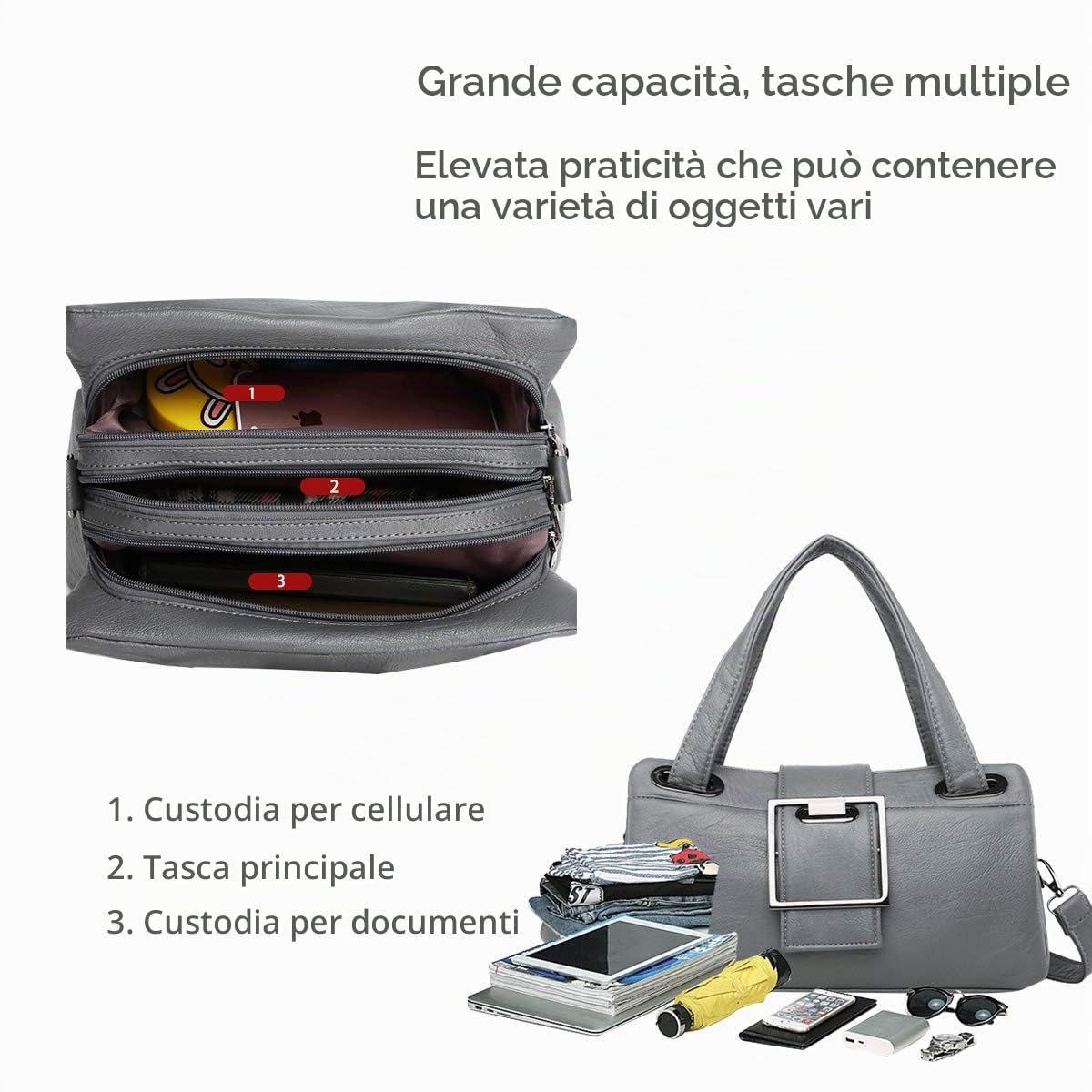 NICOLE & DORIS Borse donna Borsa a mano per donna borse moda borse a tracolla Donne Retro borsa PU pelle Nero