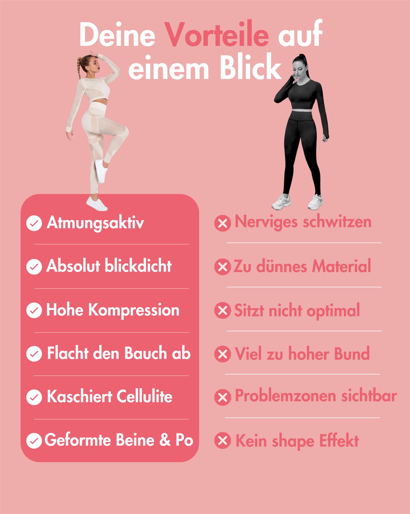 MEIION Leggings da donna a vita alta, pantaloni a compressione, per sport e palestra