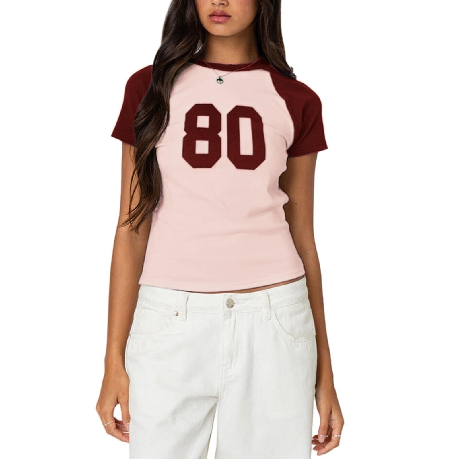 Y2k Baby Tee Women Short Sleeve Graphic Printed Crop T Shirts Teen Girls Vintage Aesthetic Tops Summer Clothes