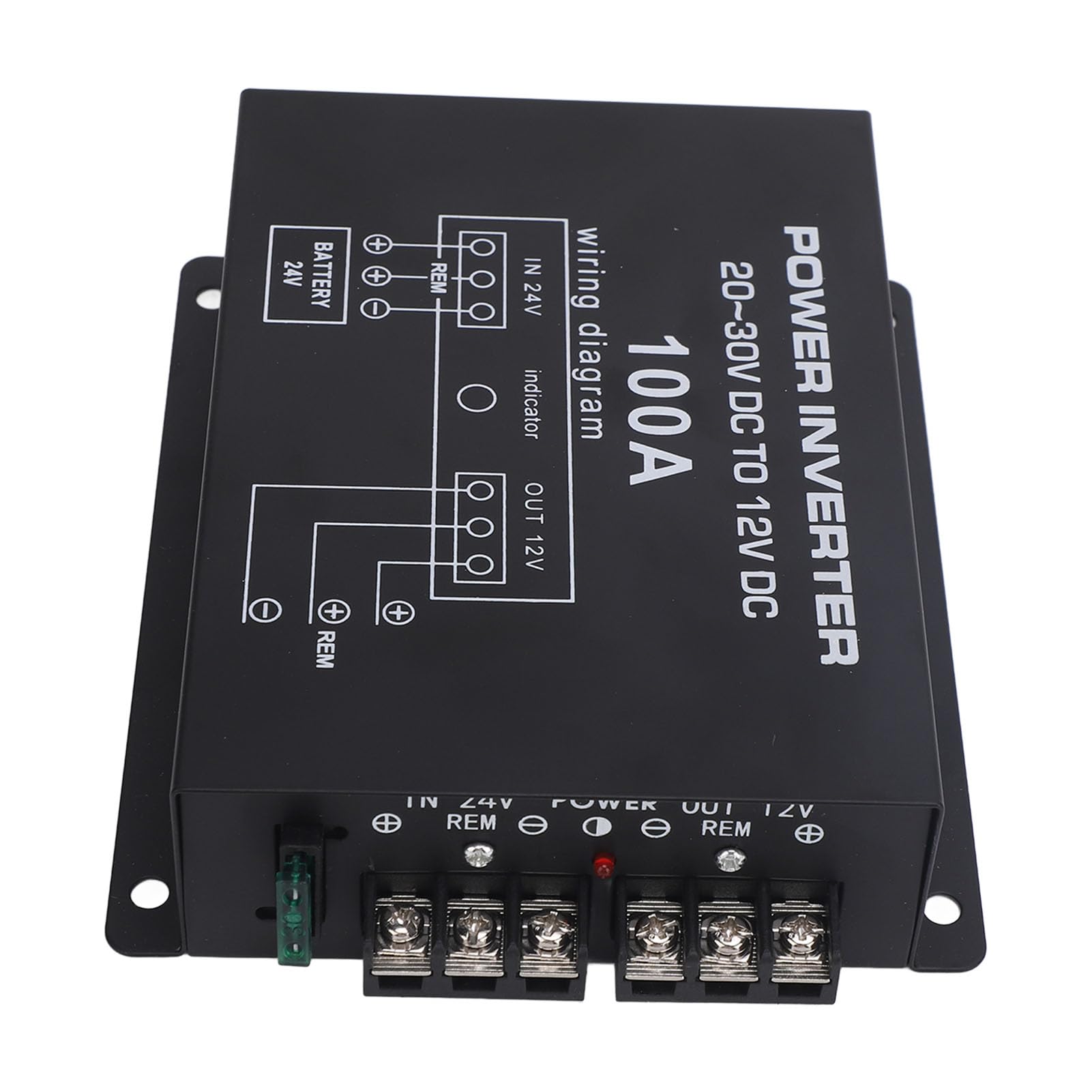 Akozon Convertidor Reductor de Voltaje Reductor de 24V a 12V con Control de Temperatura para Automóviles, Camiones, SUV (100A)