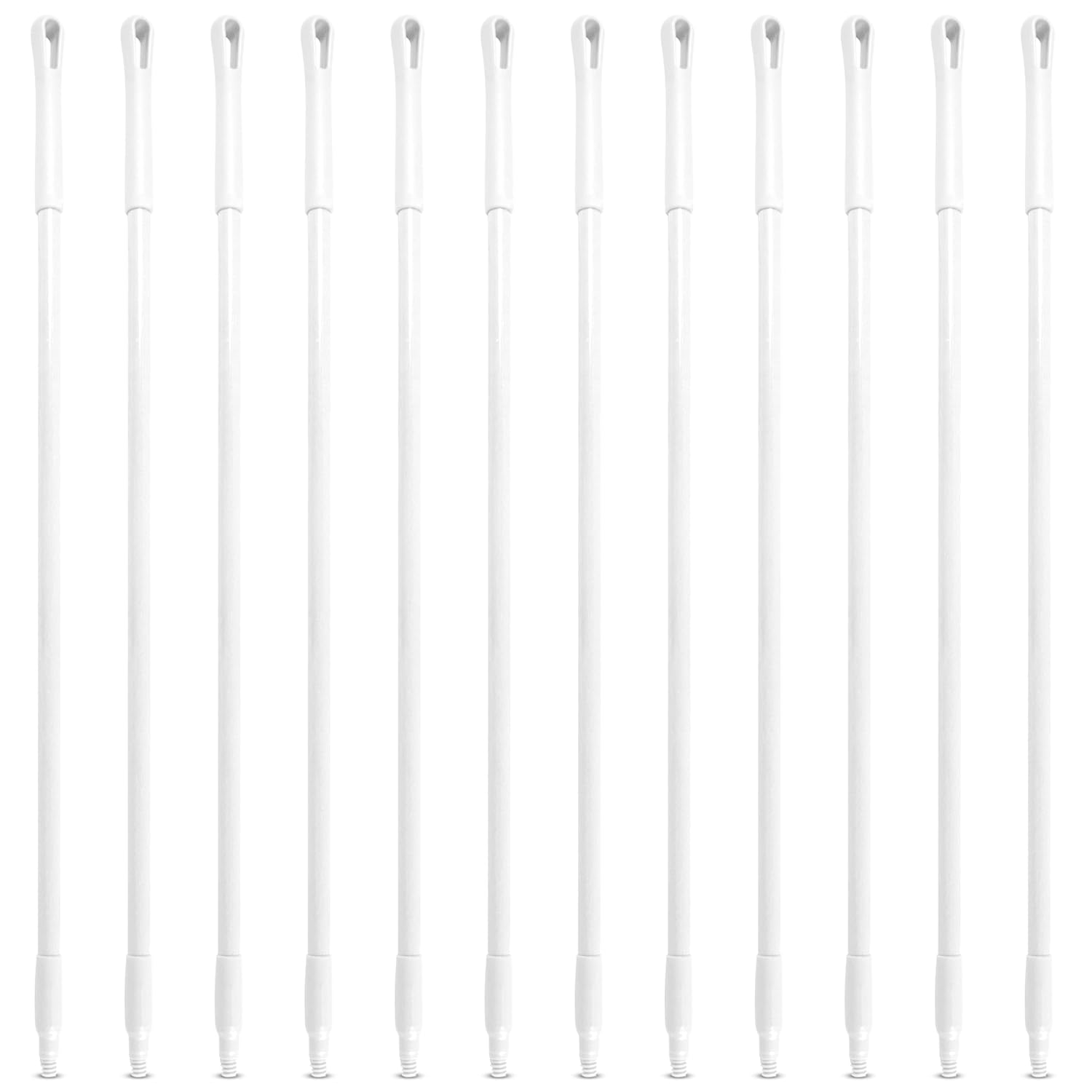 SPARTA 41225EC02 Fiberglass Broom Handle, Mop Handle, Replacement Handle With Acme Threaded Tip For Commercial Cleaning, 48 Inches, White, (Pack of 12)