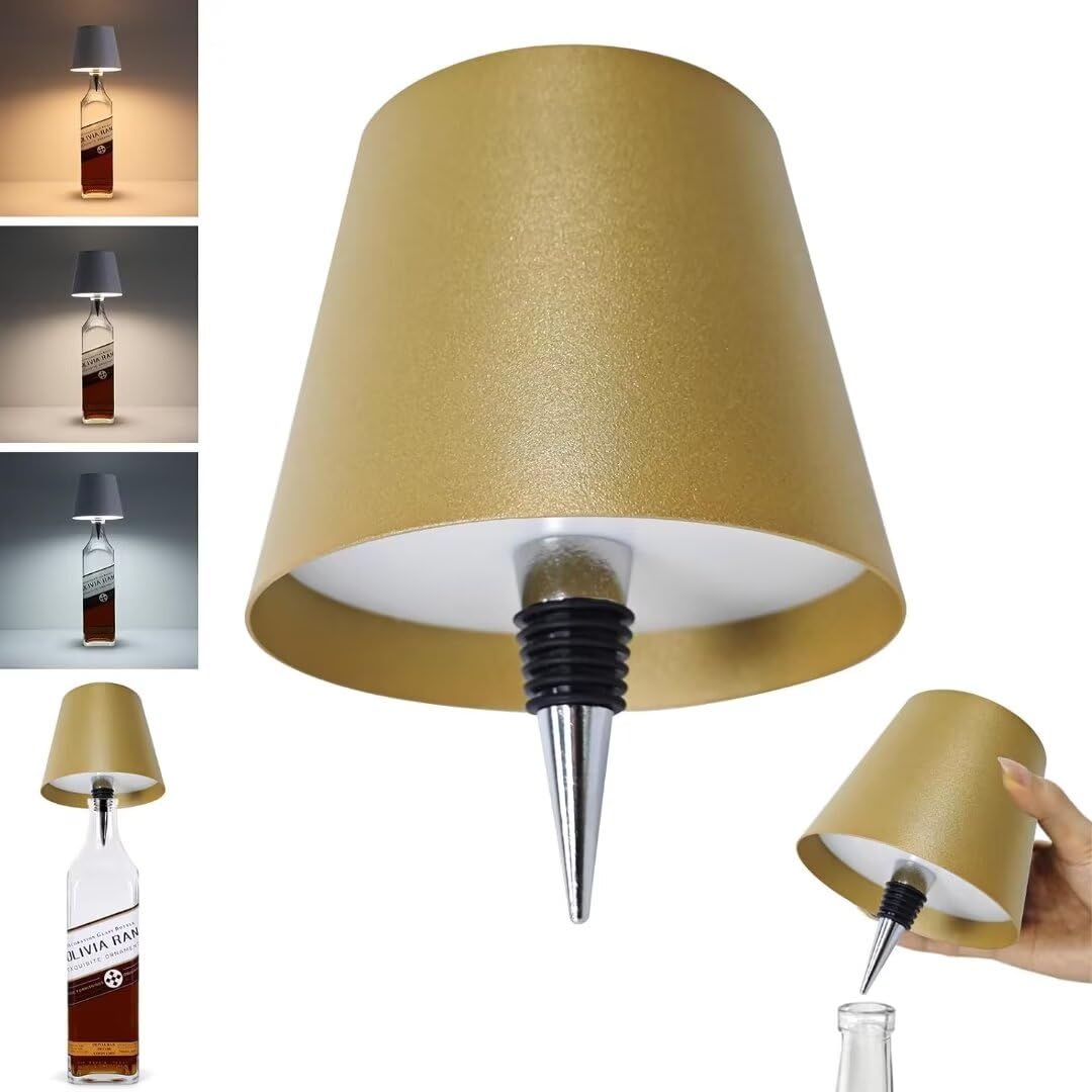 Pridola Wireless Bottle Lamp, Wine Bottle LED Light, 3/RGB Color Stepless Dimming Wine Bottle Lampshade Decorative Lights, Touch Control Table Lamp Breathing Light for Bar Restaurant Room Party