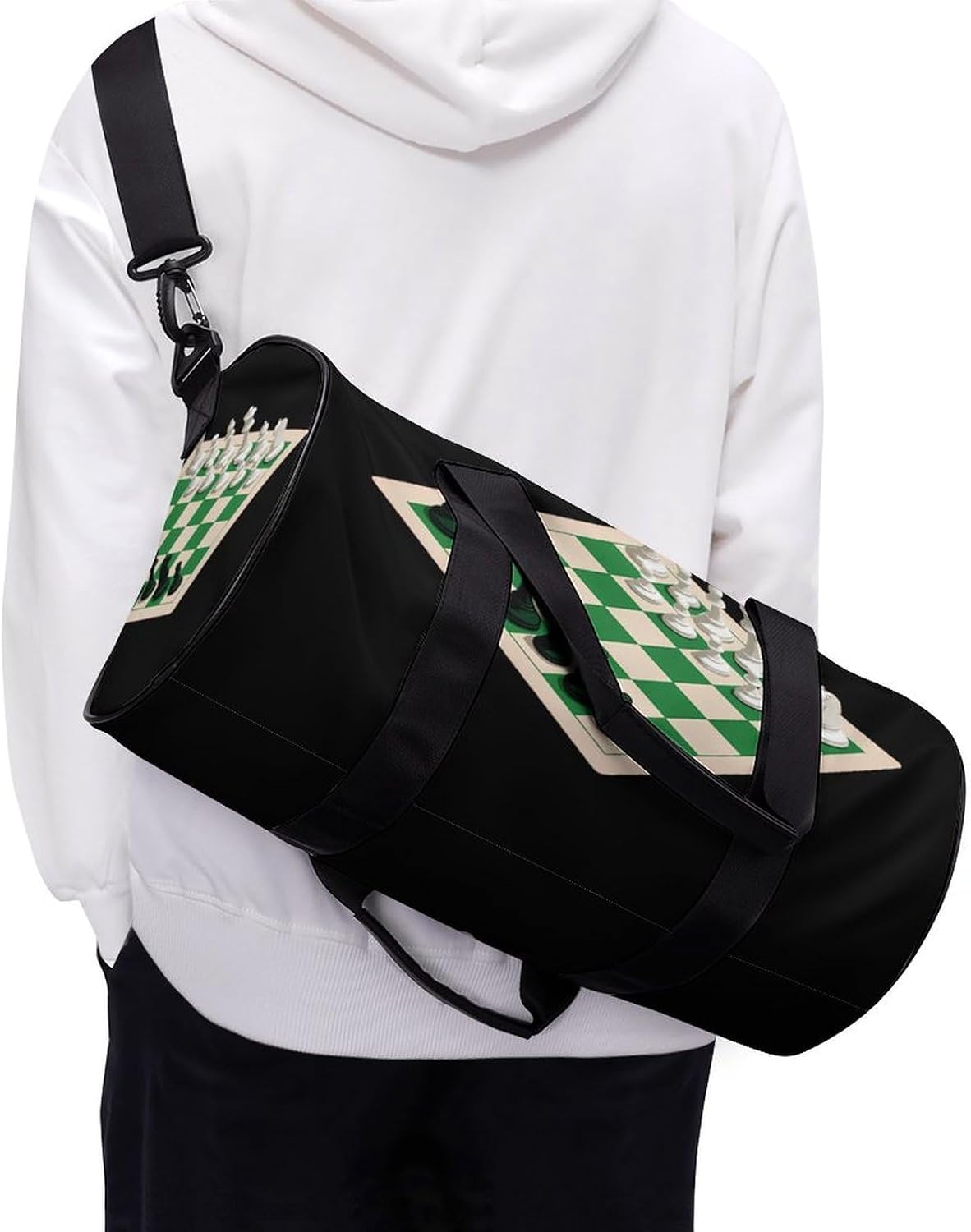 Chess1 Board White And Green Funny Gym Bag Lightweight Duffel Bags Luggage Handbags for Travel Sports
