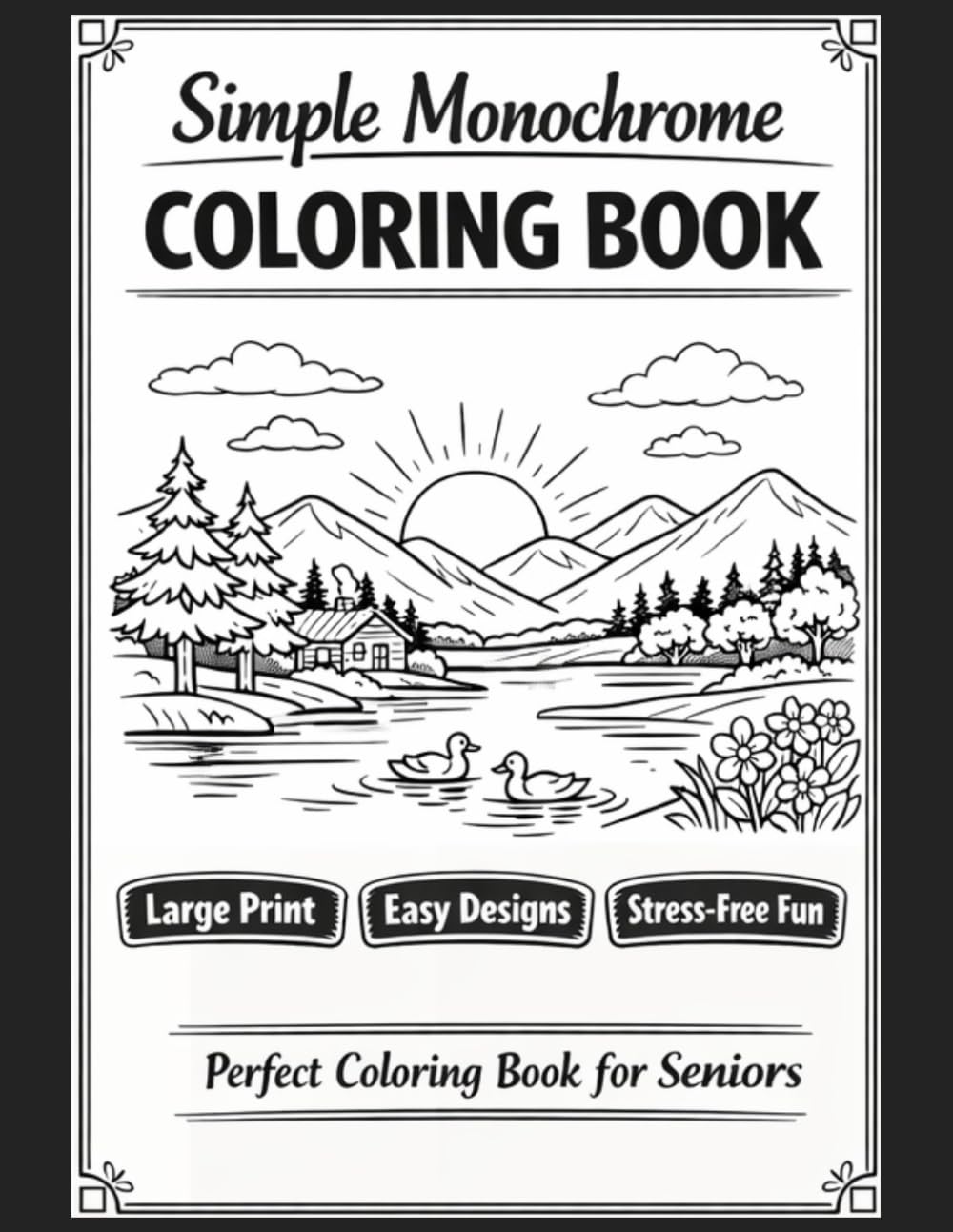 Simple Monochrome Coloring Book – Perfect for Seniors: Calming, Large-Print Monochrome Designs for Stress-Free Coloring