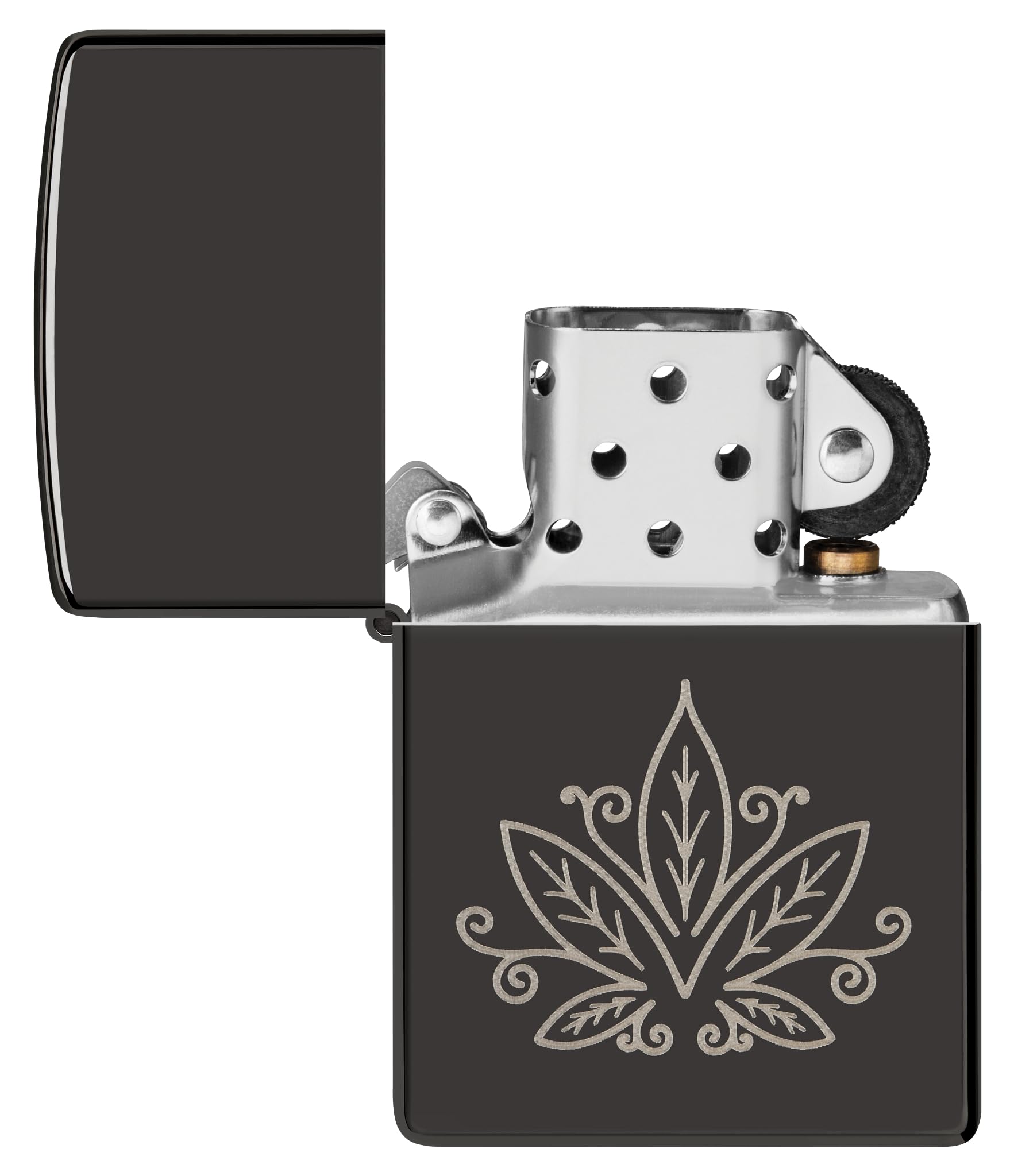 Zippo Cannabis Zapalniczka Sztormowa, Grawerowanie Laserowe, do Napełniania, Wielokrotnego Użytku, Wiatroodporna Konstrukcja, Wykonano w USA, Czarny z optymalnym Połyskiem