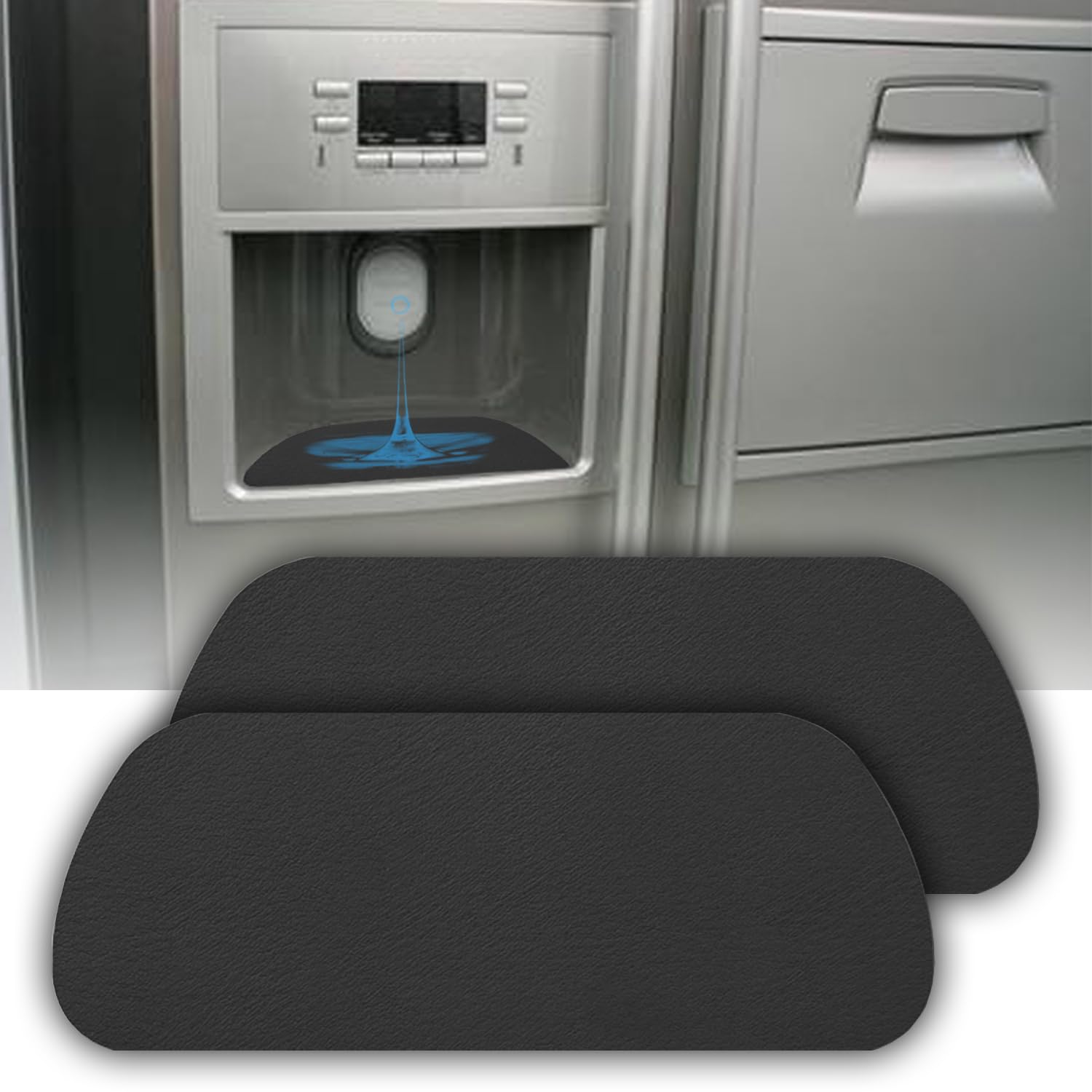 Schneidbarer Kühlschrank-Tropffänger für Kühlschrank-Wasserspender, saugfähige Abtropfschale, saugfähiges Pad für Kühlschrank-Tropfen, Kühlschrankzubehör für Whirlpool, GE, Samsung (rechteckig - 2