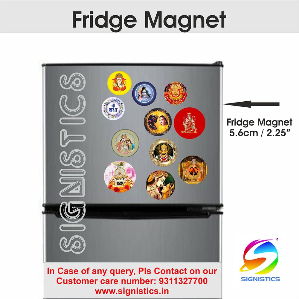 SIGNISTICS Shree Premanand Ji Maharaj Fridge Magnet Round 56mm / 2.25" (Pack of 1) (Yellow 2) 2