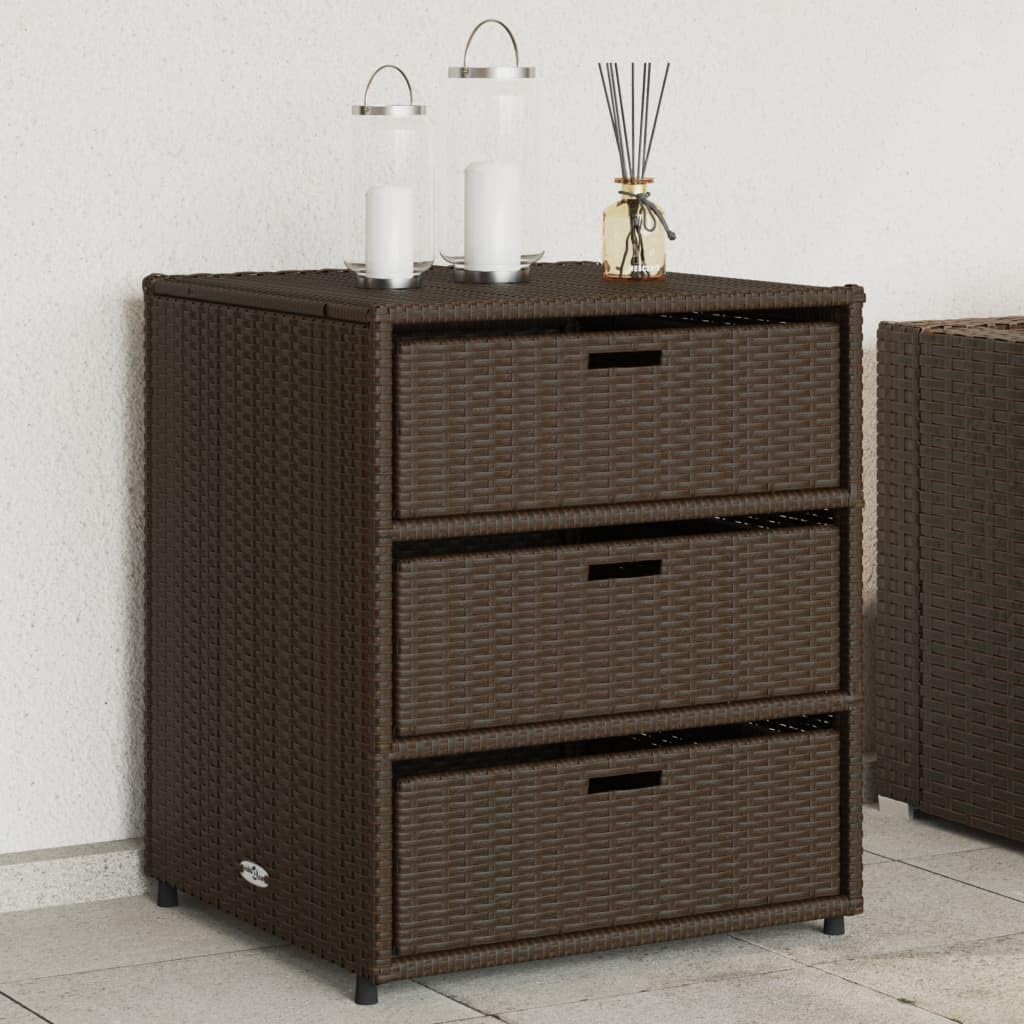 Gartenschrank Braun 55x59x69 cm Poly Rattan, Geräteschuppen, Gerätehaus, Wetterfest, Outdoor Schrank, Gartenhausschränke, Terrassenschrank - 365556