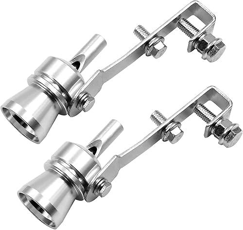 Miniatura 7 de 2 simuladores de silbato de sonido turbo de aluminio, silenciador de silbato para tubo de escape de automóvil, sonido de imitación de punta de