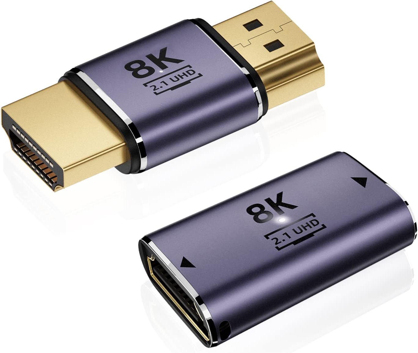 AreMe 8K HDMI 2.1 Adapter (2 Pack), HDMI Female to Female Coupler, HDMI Male to Male Extender Connector Aluminum Alloy