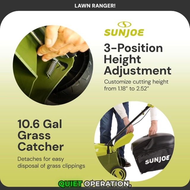 Amazon.com : Sun Joe Walk-Behind Cordless Push Lawn Mower with 14