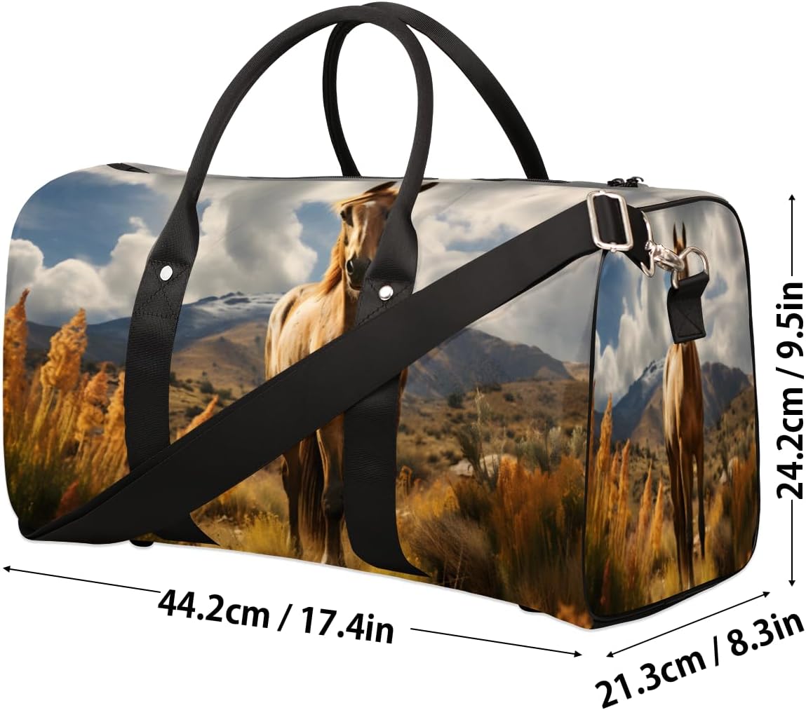 Prairie Horse Travel Duffel Bag for Women Men Large Capacity Overnight Weekender Bags for Lightweight Waterproof Sport Gym Bag for Workout Yoga Swim