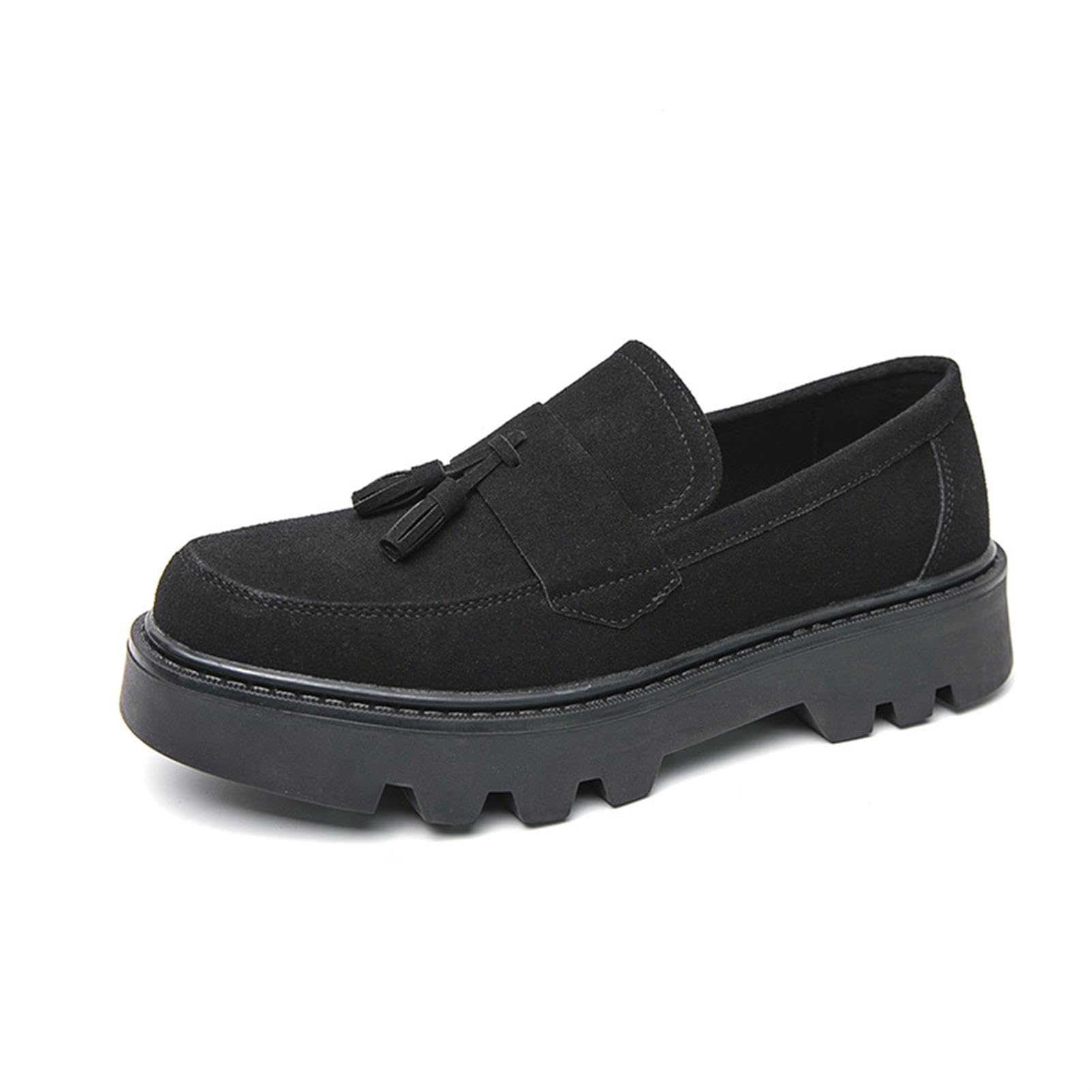 Mocasines de Gamuza para Hombre con Borlas Zapatos con Plataforma Gruesa Casual Boda Negocios Elegantes Mocasines