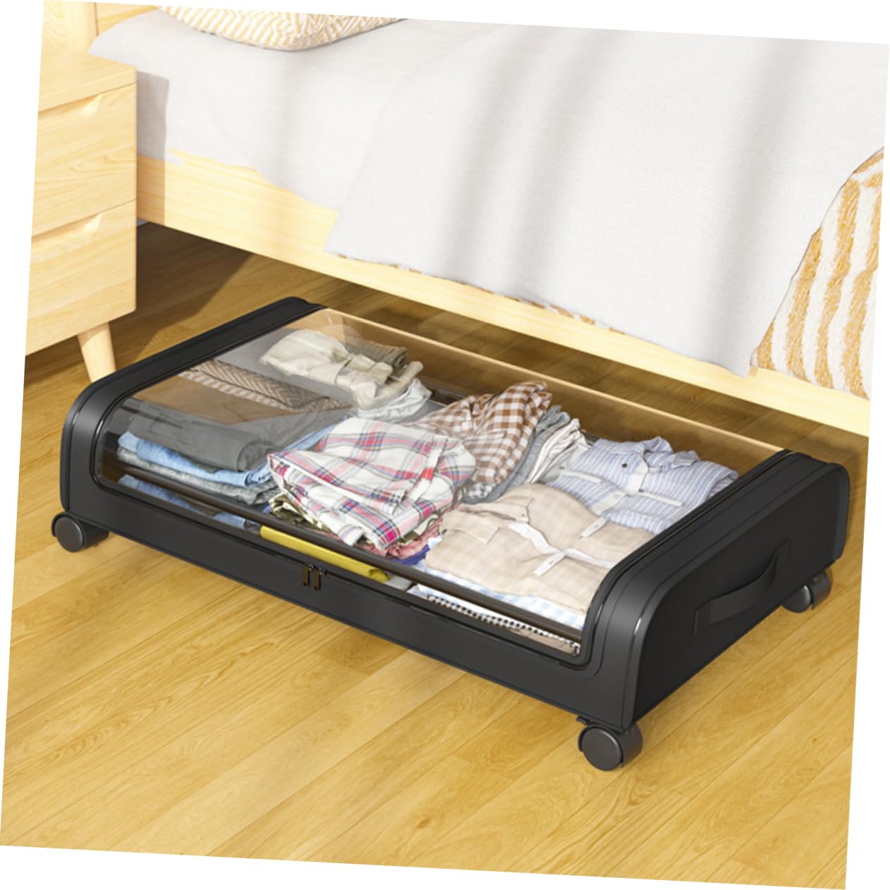 Alipis Scatola per Vestiti Sotto Letto Nera Coperchio Trasparente