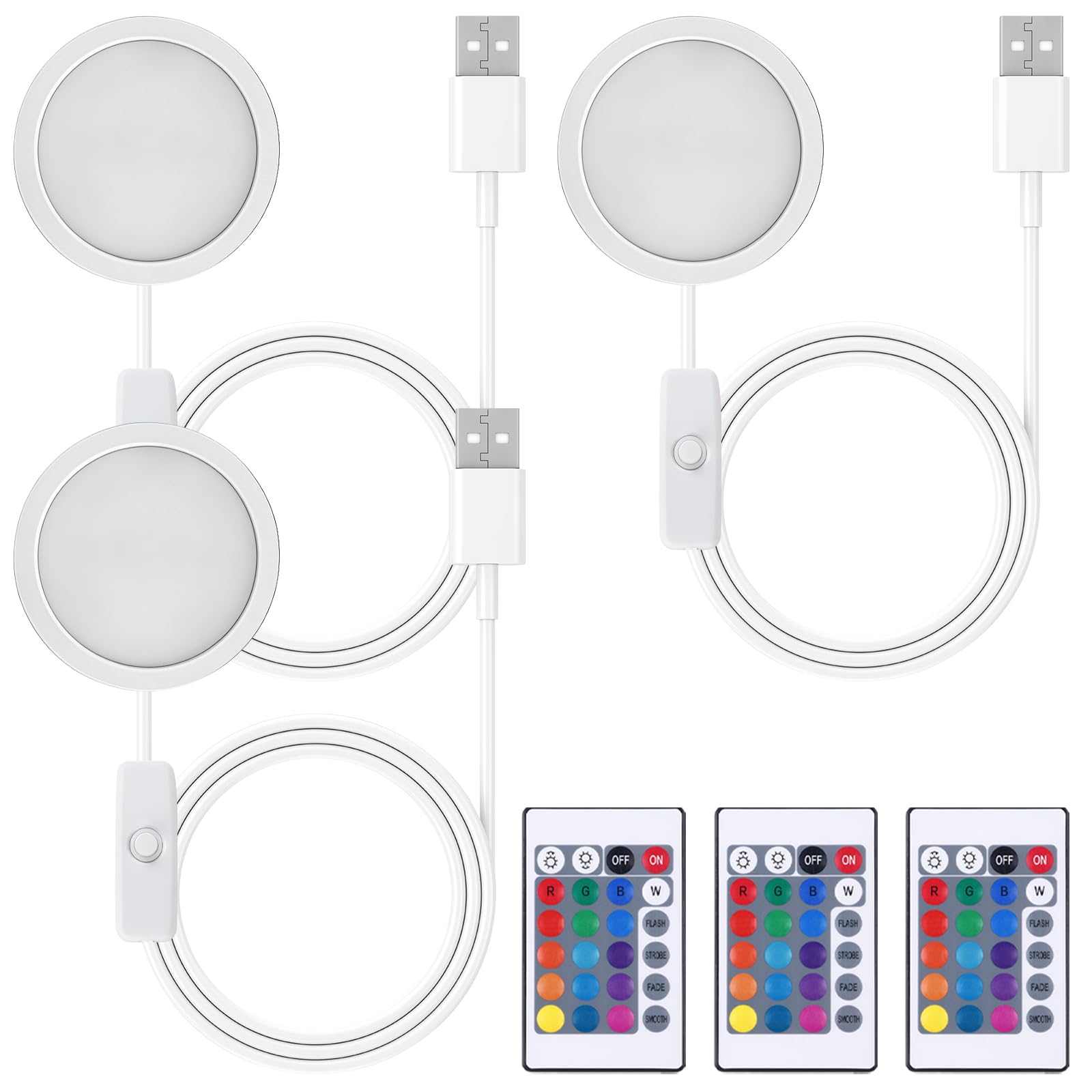 Kit de 3 bombillas LED para impresora 3D para laboratorio Bambu Lab A1/A1mini/P1S/P1P/X1C, 3 W Bambuolab impresora 3D accesorios con interruptor, 16 colores creativos DIY LED Kits, luz nocturna
