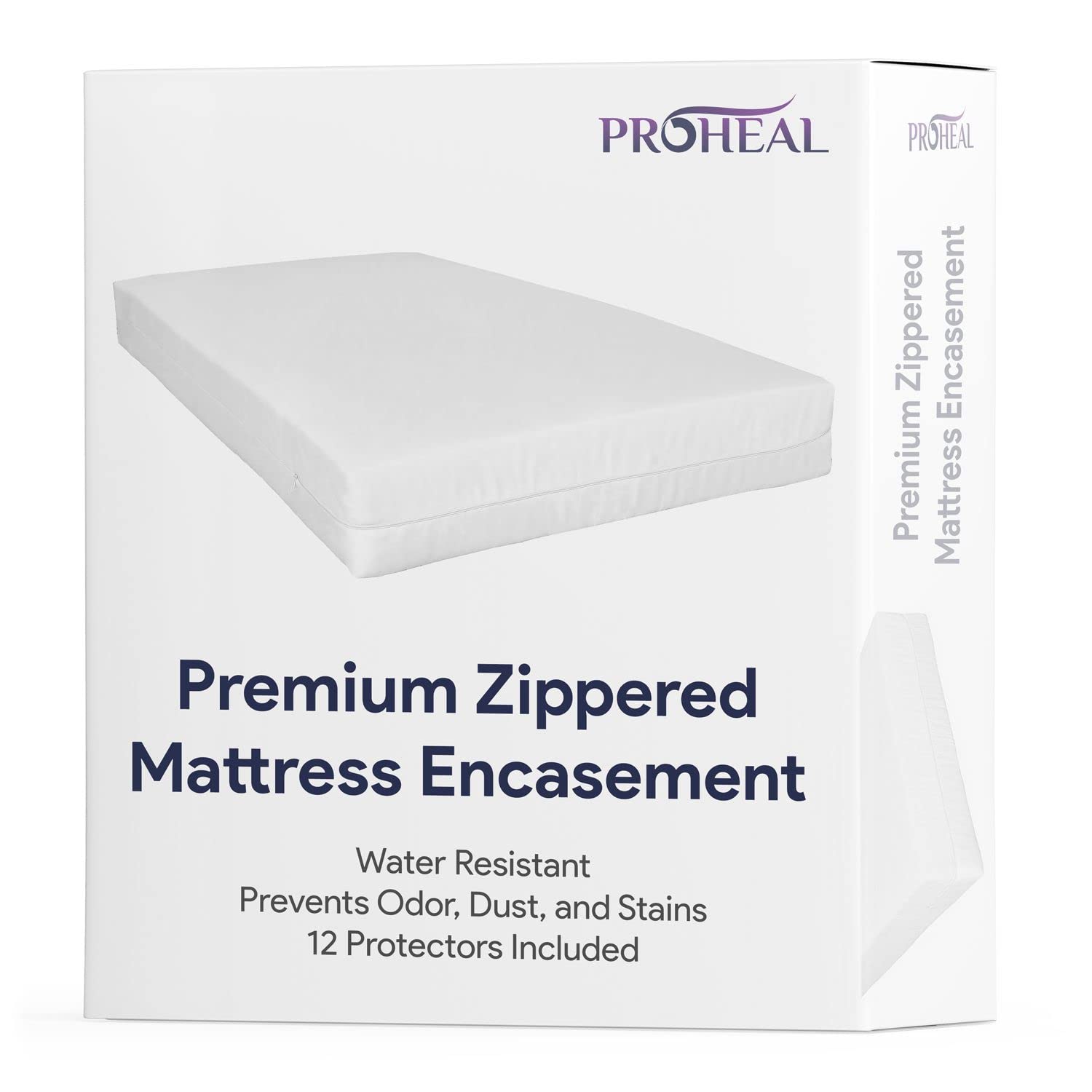 hospital bed mattress protector, zippered - water resistant cover - protect bed from odor, dust, and stains - mattress cover - 36" x 80" x 6" - 12 pieces