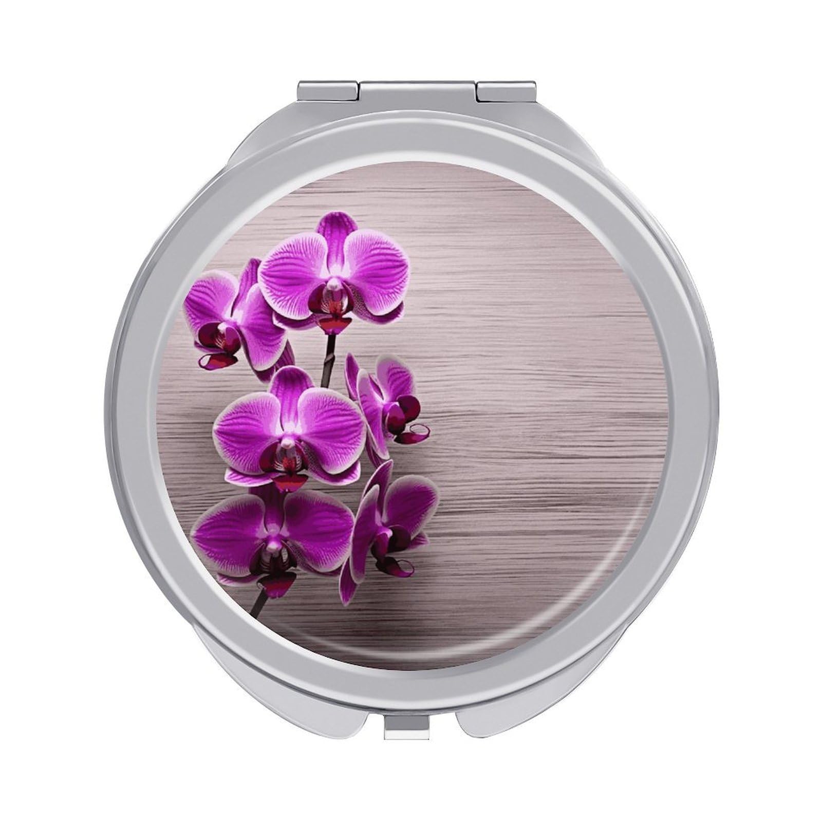 Fekiloot Style Orchid Travel Makeup Mirror Handheld Compact Mirror Portable Pocket Mirror Double-Sided 1X/2X Magnifying For Handbag And Purses