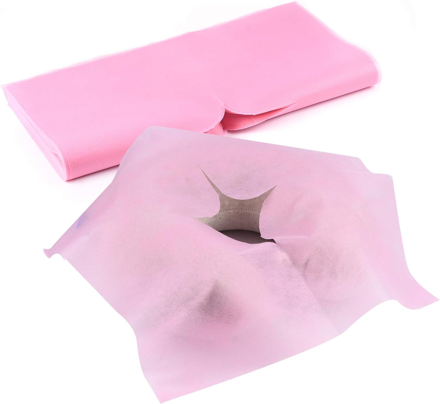 OKEKON Disposable Face Cradle Covers 100 Pcs Ultra Soft Massage Face Covers Keep Clean Non-Sticking Headrest Cposable Face Cradle Covers Eco friendly For Spa Salon Face Cradle Covers for Massage Table