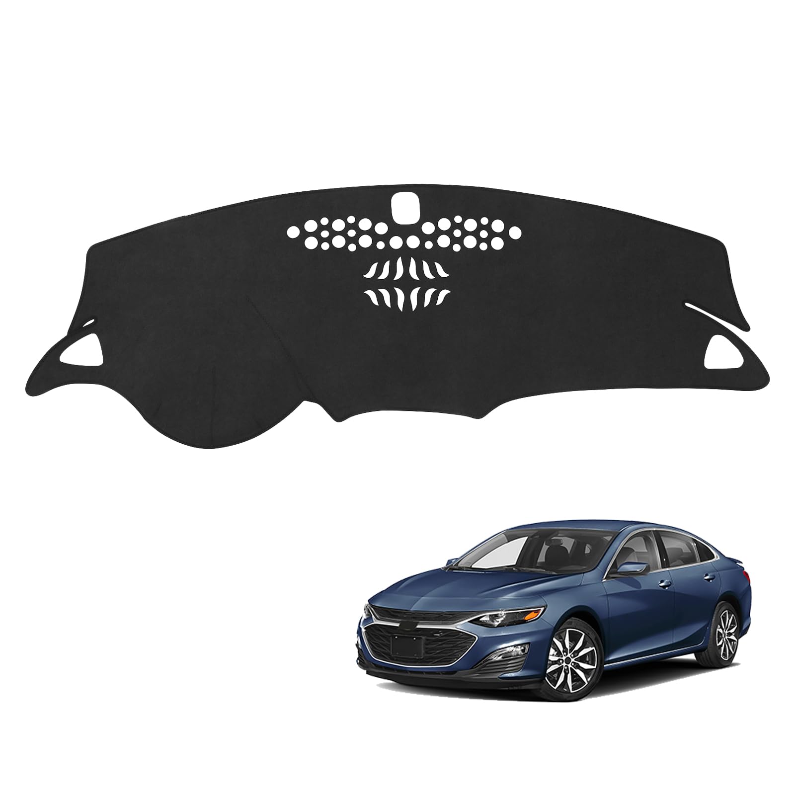 PeakPurit Black Dashboard Dash Board Cover Mat Carpet for Chevy Malibu 2016-2025 Accessories Dash Cover Flannel Material Dash Mat Sunshade