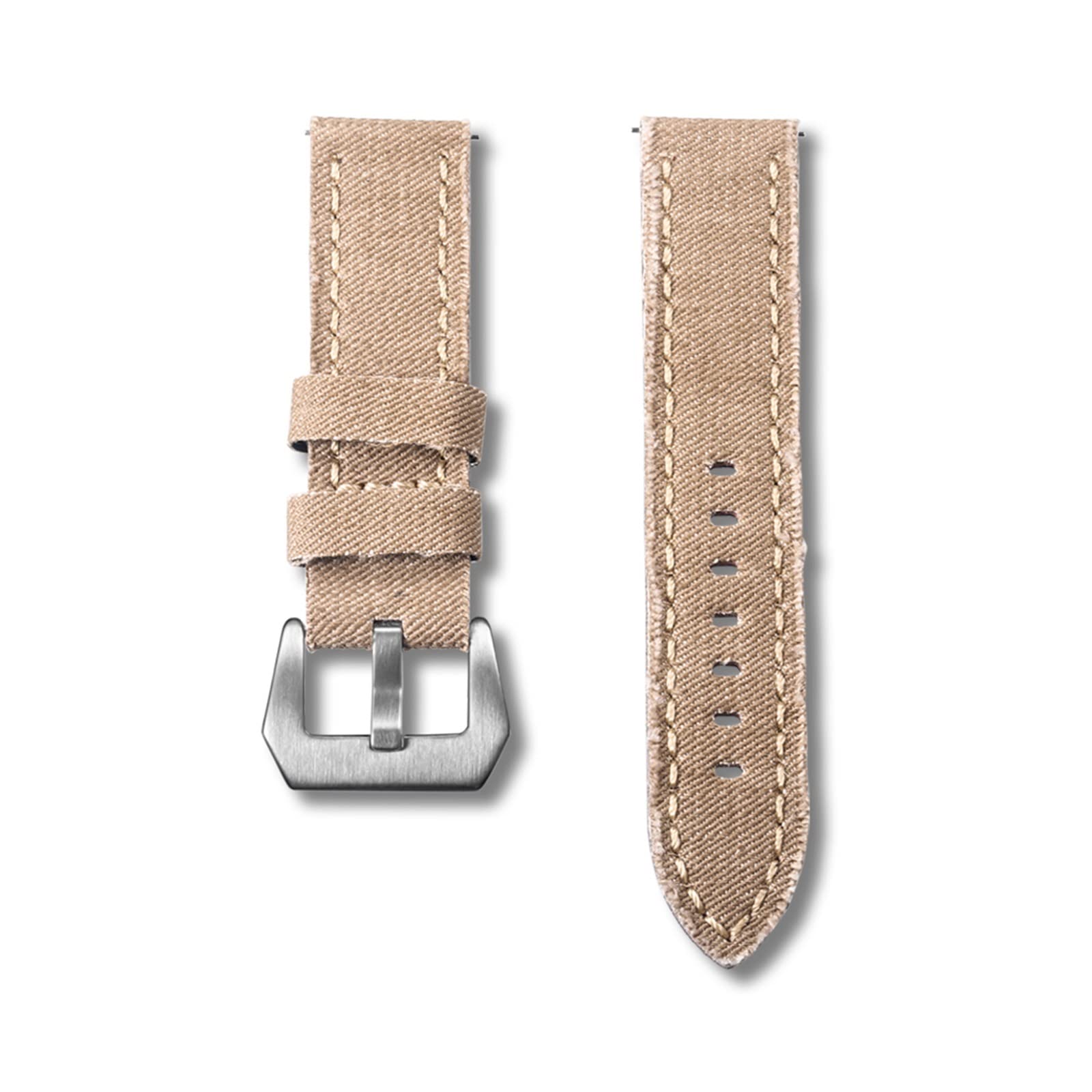 Canvas Watch Bands Release Quick Denim Blue Due pezzi Orologi cinturini Matt Acciaio Fibbia 20mm 22mm 24mm(Khaki,24mm)