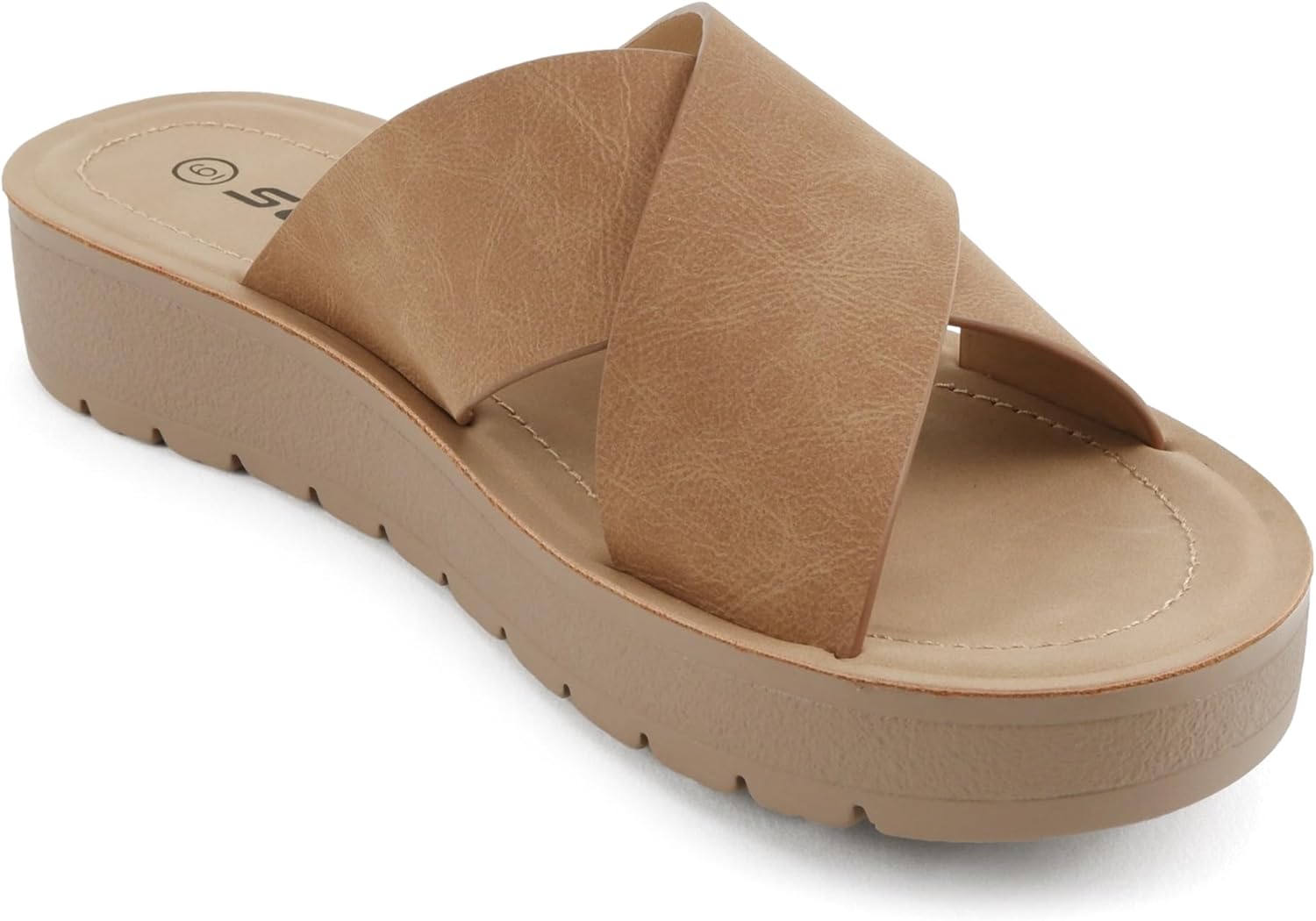 Soda LUCY ~ Women Open Toe Flatform Platform Crisscross Band Upper Fashion Slide Sandals