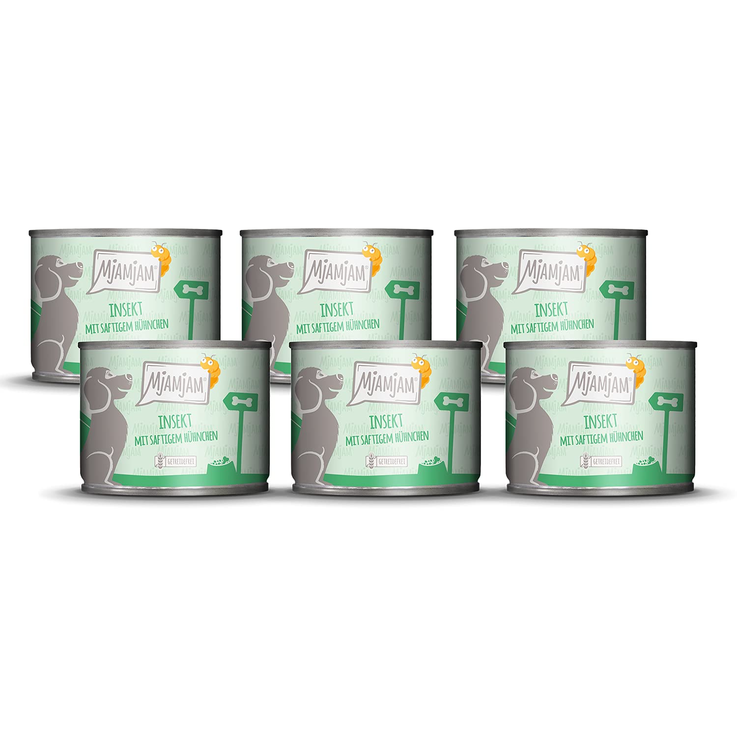 MjAMjAM - comida húmeda premium para perros - Insect con pollo jugoso, pack de 6 (6 x 200 g), sin cereales con proteína de insectos