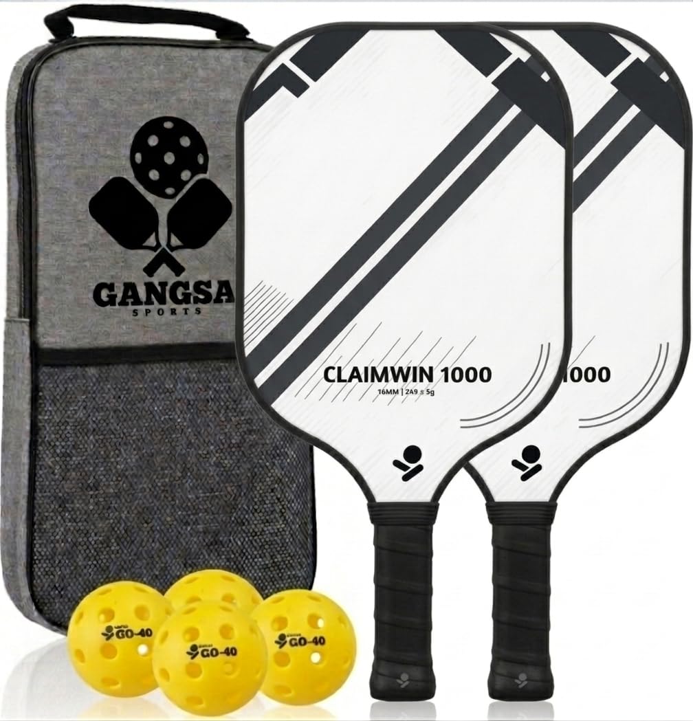 CLAIMWIN 1000 Pickleball Paddle Set of 2-16mm, Fiberglass Face, Honeycomb Composite Core, Cushioned Comfort Grip, 4 Outdoor Balls & Gangsa Bag - Ideal for Recreational Play (Calm Energy)-image-30