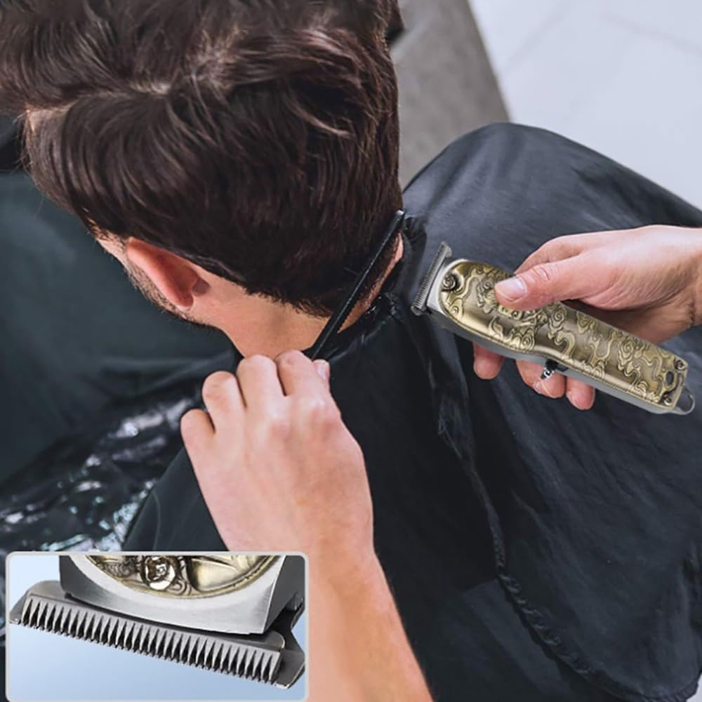 Strumento per tagliare i capelli, 2 pezzi, professionale, elettrico, potente, 10 W, kit combinato per tagliacapelli con alloggiamento in metallo, per uomini e barbieri, senza fili