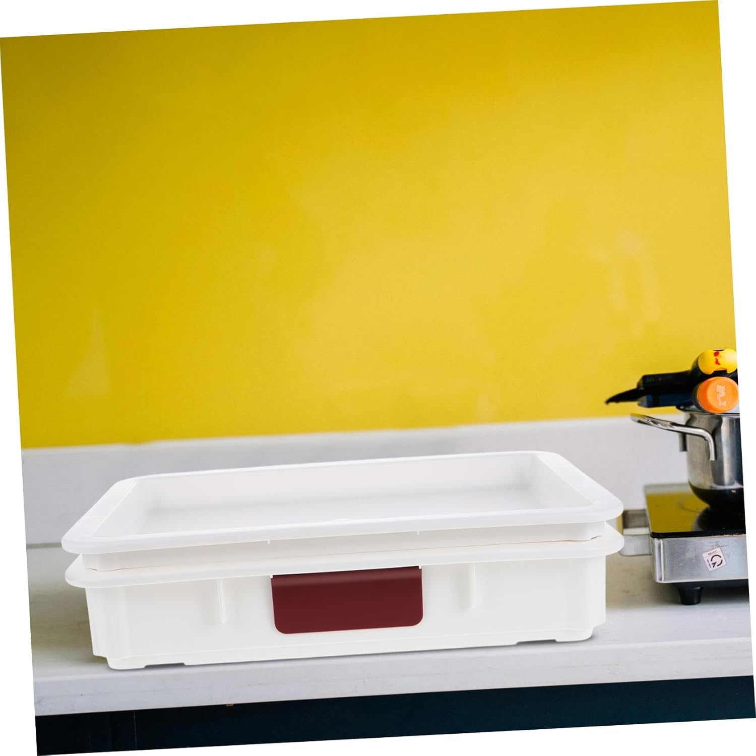 Pizza Proofing Box Stackable Container with Lids for Cold Fermentation and Storage Compact Design for Efficient Kitchen Organization White Card