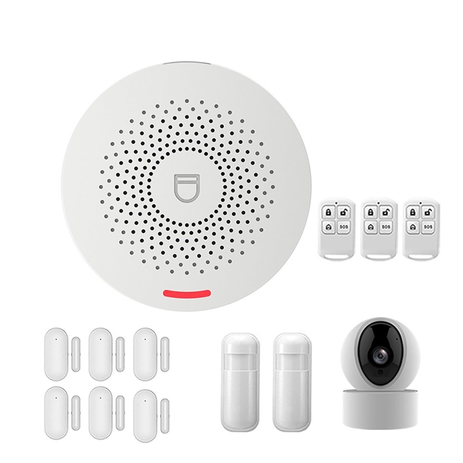 DELURA Système D'alarme De Sécurité Domestique WiFi Tuya, avec Capteur De Mouvement PIR, Kit De Capteurs Compatibles Zéro taux de Faux positifs (Color : H)