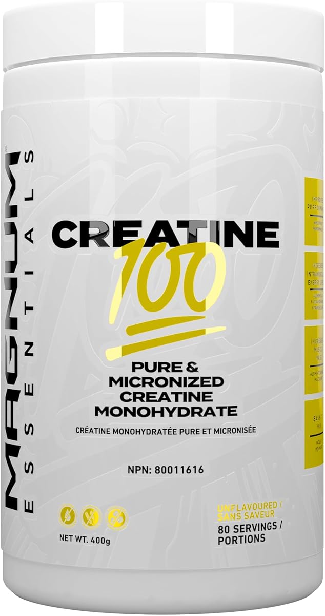 Magnum Magnum CREATINE 100 5g Pure Micronized Creatine Monohydrate Powder | Improves Strength, Increases Lean Muscle Mass, Boost Performance | Gluten Free, Vegan, Easy to Mix | Unflavoured, 80 Servings, 400g
