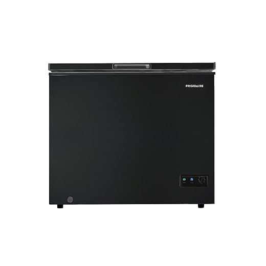 FRIGIDAIRE EFRF7003-BLACK Chest Deep Freezer, 7 Cu. Ft, Black Adjustable Thermostat-Removable Vinyl Coated Wire Basket-Easy Defrost Drain