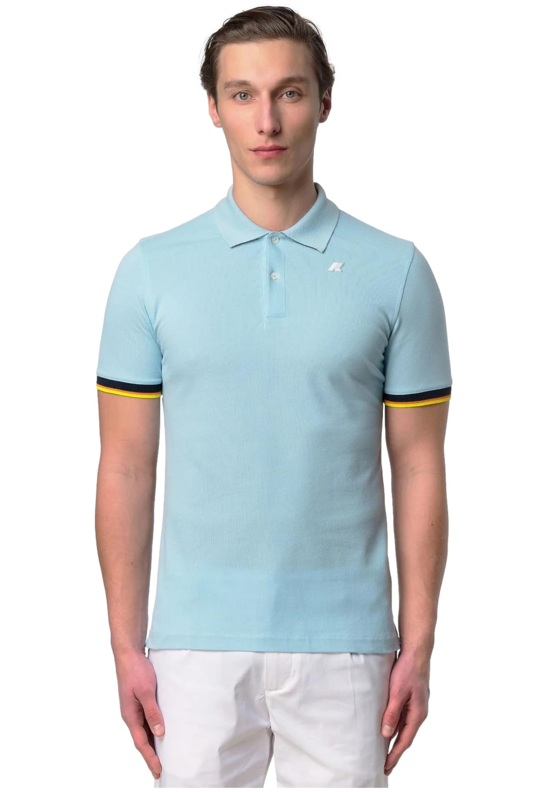K-Way Polo a Maniche Corte Modello Vincent Pique, dalla vestibilità Slim Fit, Colore Blue Depth