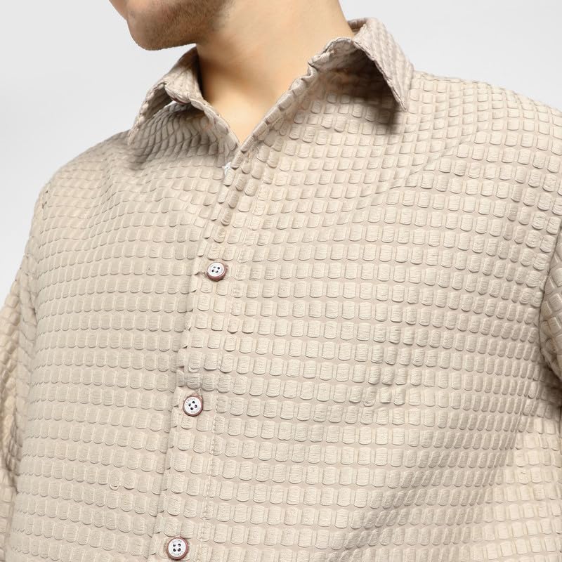 Image of CAHOOT Men's Shacket for Casual Wear | Spread Collar | Long Sleeve | Button Closure | Overshirt /Shacket Crafted with Comfort Fit for Everyday Wear