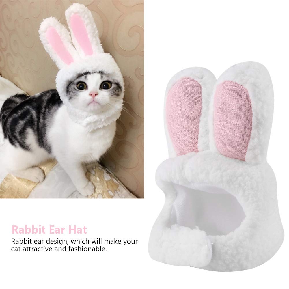 Bunny Hat, śliczny Kostium Pluszowy Kapelusz Królika dla Kotów i Małych Psów Kostium Imprezowy Halloween Akcesoria Nakrycia Głowy