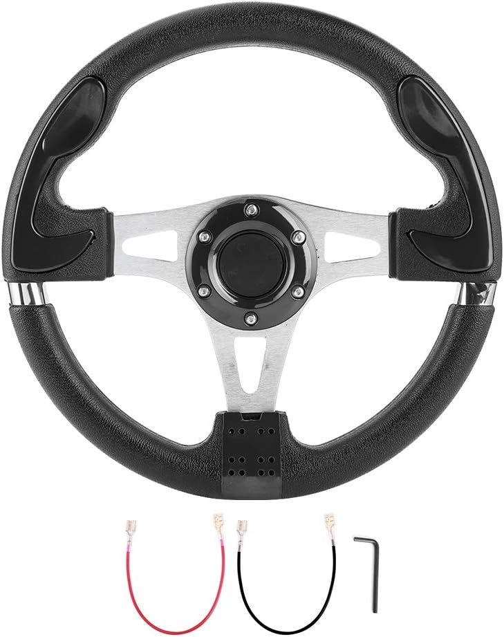 Sport Steering Wheel 320mm/12.5in Aluminum PVC 6-Bolt Steering Wheel with Horn Button Universal Auto Modified Parts (Black)