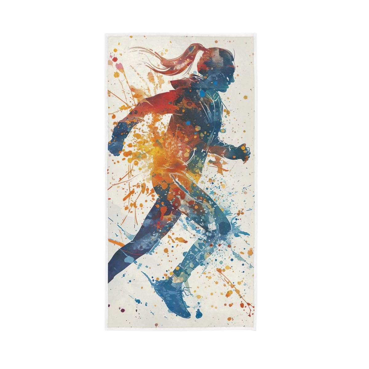 LSRCPD Running Woman Watercolor Hand Towel, 15 x 30 Inches, Soft Highly Absorbent Towels for Bathroom Gym Shower