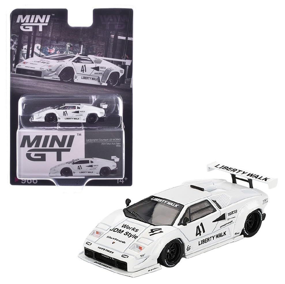 Diecast Model Car Compatible with Mini GT 1:64 Lamborghini Countach LB-Works White 2024 Tokyo Auto Salon Limited Edition MGT00966