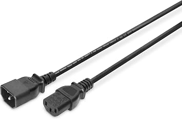 Extension for Digitus Assmann power connection, cold device cable, EU version, C14 on C14 C13, plug/socket, H05VV-F3G, 1.0 mm², length 5.0 m